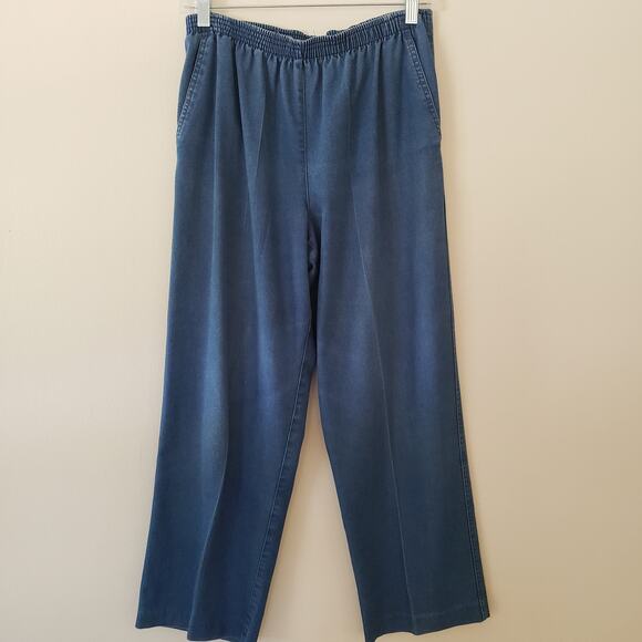 Vintage Alfred Dunner Elastic Waist High Rise Wide Leg Pants Blue Sz 10 - Picture 1 of 6